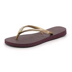 Havaianas Slim metal klipklap i bordeaux/guld